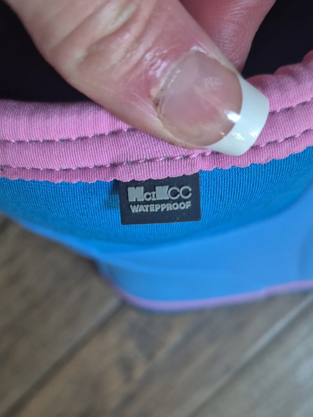 Blue Kids Rain Boots with Pink Trim